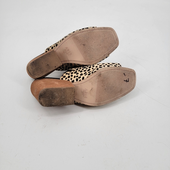 ABLE Rojas Cow Hair Size 8 Tan Black Cheetah Animal Print Square Toe Mules - Picture 15 of 16